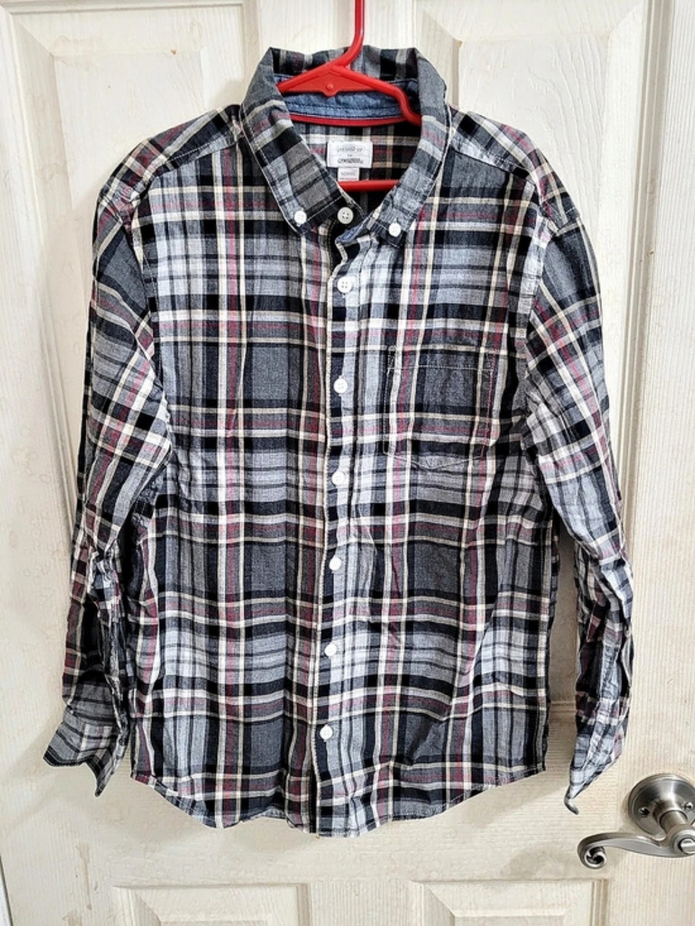 Express Plaid Button Down Shirt Gray & White Size Large